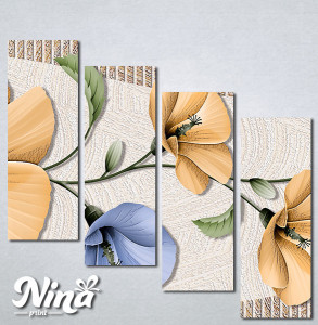 Slike na platnu Bež i plavi apstraktni cvet Nina293_4 - Img 2