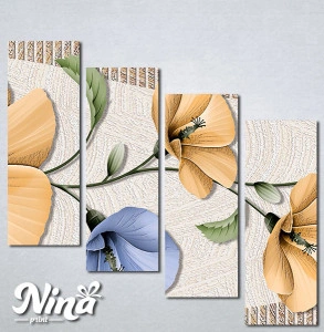 Slike na platnu Bež i plavi apstraktni cvet Nina293_4 - Img 2