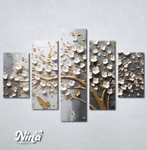 Slike na platnu 3d Beli cvetici Nina520_5