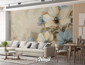 Foto tapet Tirkizni cvetovi Tapet496