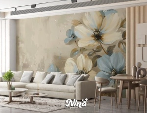 Foto tapet Tirkizni cvetovi Tapet496