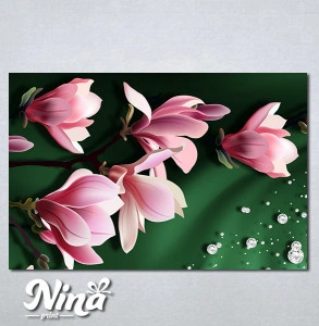Slike na platnu Magnolija na zelenoj podlozi Nina350_P