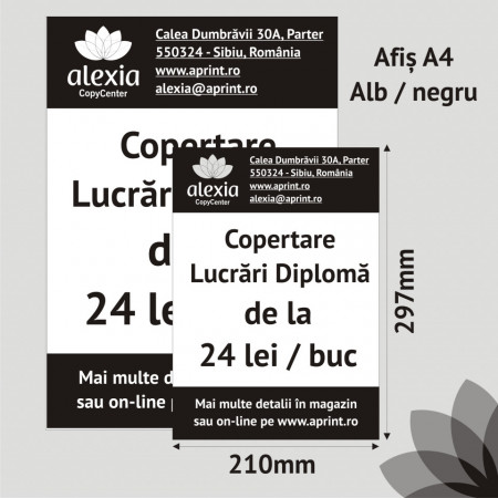 Pachet 100 buc - Afis A4 Alb/Negru