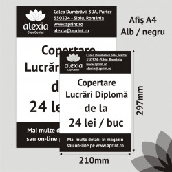 Pachet 100 buc - Afis A4 Alb/Negru