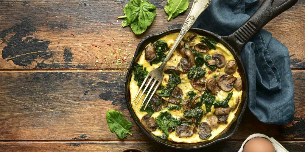Frittata cu ciuperci si spanac