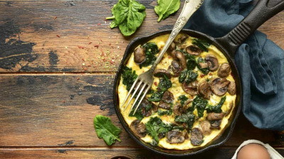 Frittata cu ciuperci si spanac
