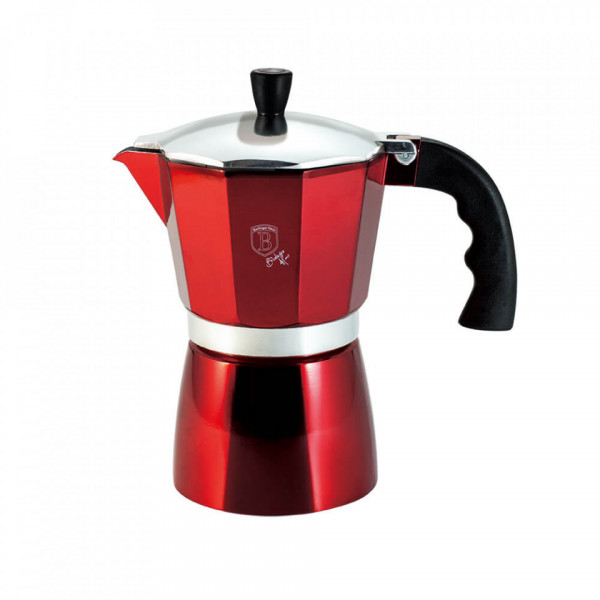 Espressor cafea pentru aragaz (Cafetiera) 6 cesti Burgundy Metallic Line Berlinger Haus BH 1940