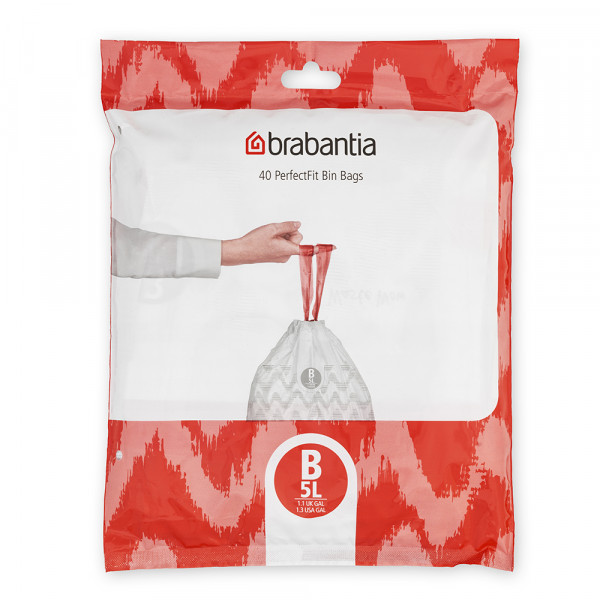 Sac de gunoi Brabantia PerfectFit Slide/Hârtie Dimensiunea B, 5L, Pachet 40 1005563