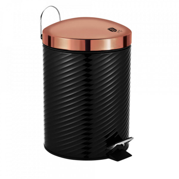 Cos de gunoi cu pedala din otel inoxidabil 20L Black Rose Gold Line Collection Berlinger Haus BH 6265