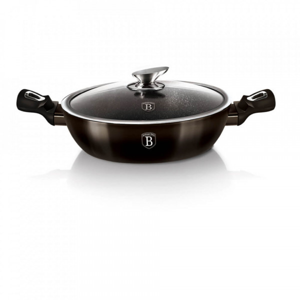 Cratita joasa cu capac Metallic Line Shiny Black Edition BerlingerHaus BH 6608