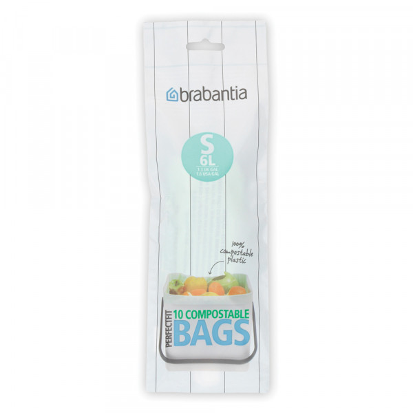 Sac de gunoi Brabantia marimea S (Sort&Go), 6L, 10 bucati, verde, biodegradabil 647666