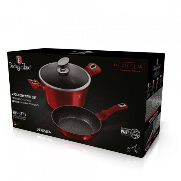 Set oale si tigai (4 piese) Burgundy Metallic Line BerlingerHaus BH 6779