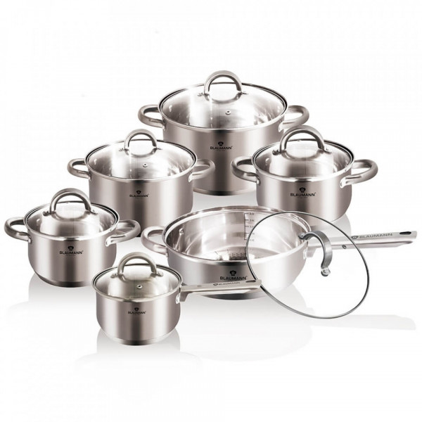 Set oale si tigai otel inoxidabil sablat (12 piese) Jumbo Gourmet Line Blaumann BL 3152
