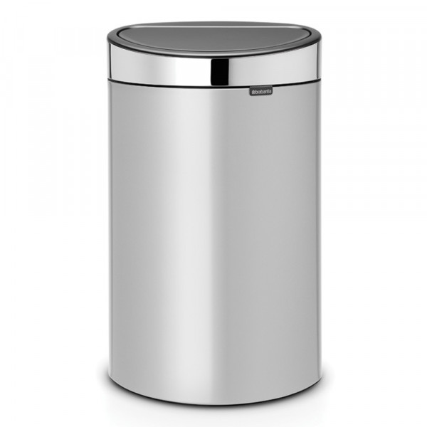 Coș de gunoi Brabantia Touch Bin New 40L, Gri metalic, capac metalic 650528