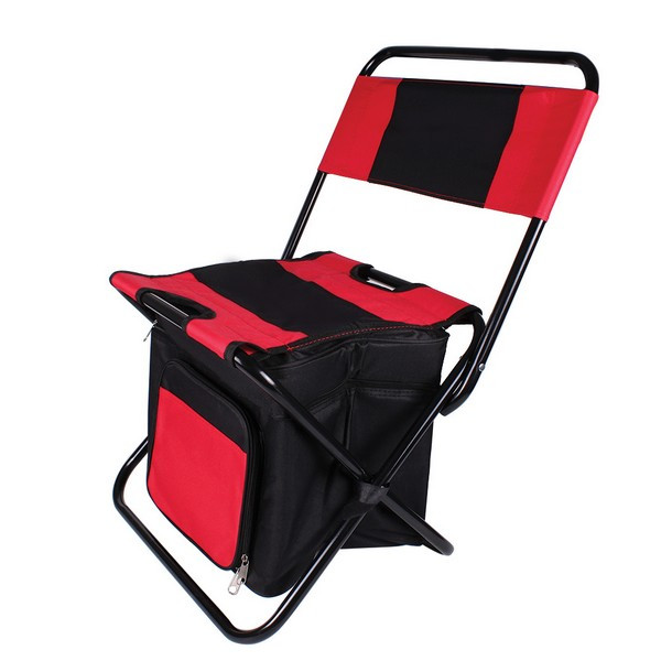 Scaun de camping cu geanta frigorifica rosu 1000804