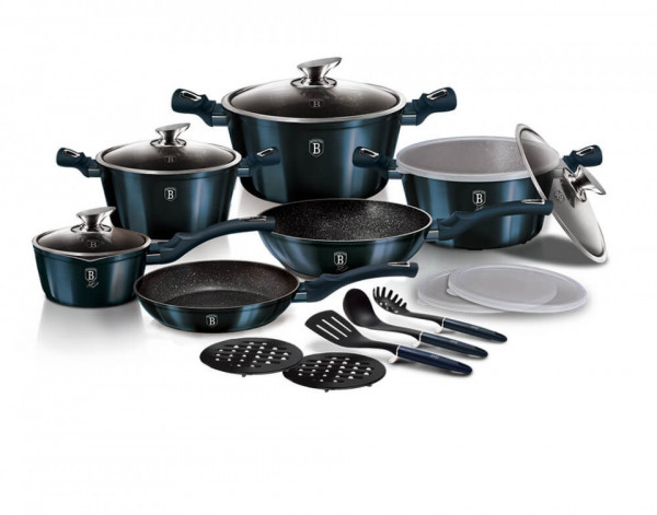 Set oale si tigai (18 piese) Aquamarine Metallic Line BerlingerHaus BH 7036