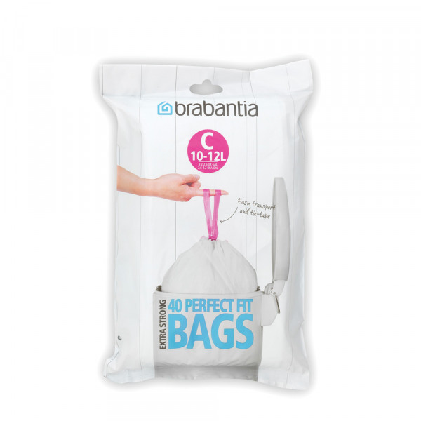 Sac de gunoi Brabantia mărimea C (NewIcon/Bo), 10-12L, 40 buc, alb 647062