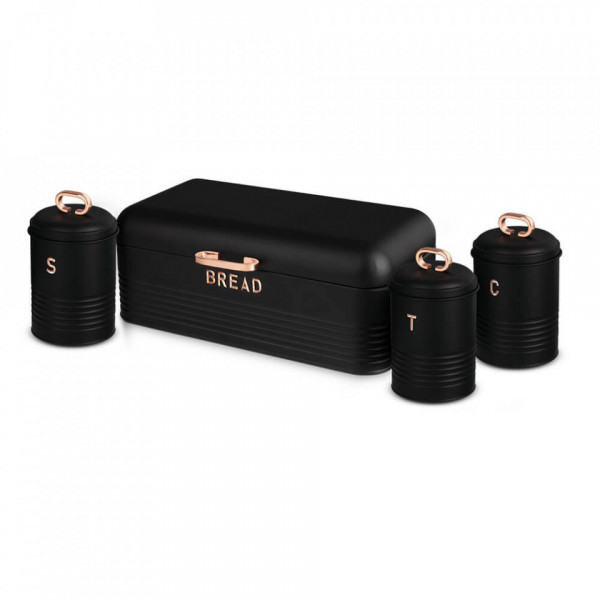 Set cutie pentru paine si recipiente pentru cafea, ceai si zahar Black Rose Collection Berlinger Haus BH 6753