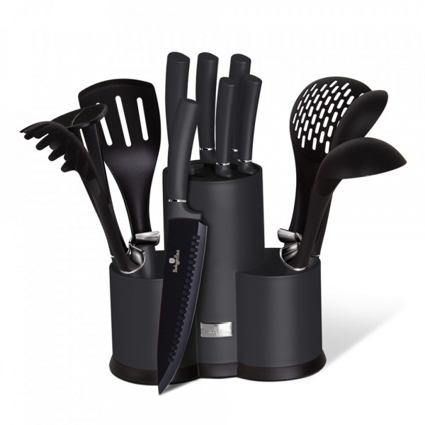 Set cutite si ustensile de bucatarie (12 piese) Metallic Line Carbon Pro Edition Berlinger Haus BH 6259A