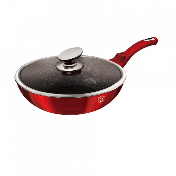 Wok cu capac Burgundy Metallic Line BerlingerHaus BH 1265