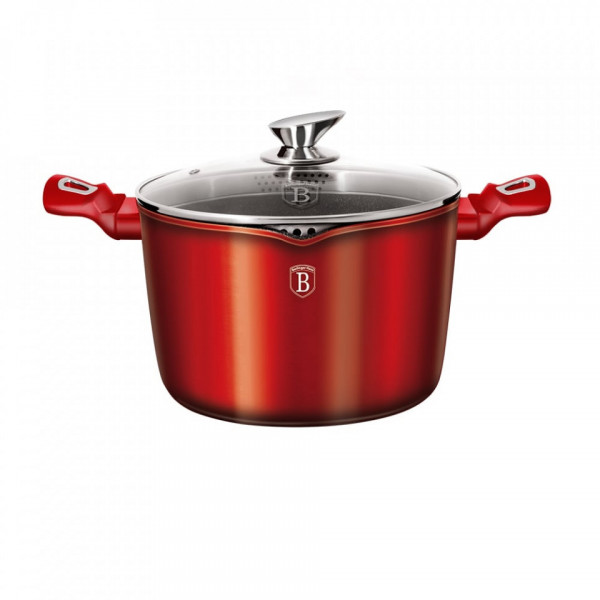 Oala cu capac pentru paste si orez 24 cm Burgundy Metallic Line Berlinger Haus BH 1531N