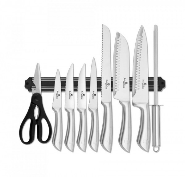 Set cutite otel inoxidabil cu suport magnetic (11 piese) Black Silver Collection Berlinger Haus BH 2369