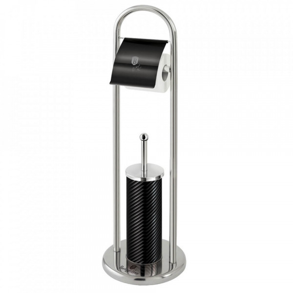 Perie toaleta cu suport pentru hartie Black Silver Collection BerlingerHaus BH 6551