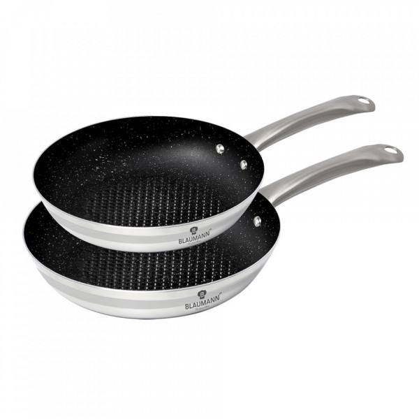 Set 2 tigai non stick otel inoxidabil cu interior din marmura XYLAN Gourmet Line Blaumann BL 3176