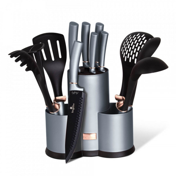 Set cutite otel inoxidabil si ustensile de bucatarie (12 piese) Moonlight Edition Berlinger Haus BH 6251