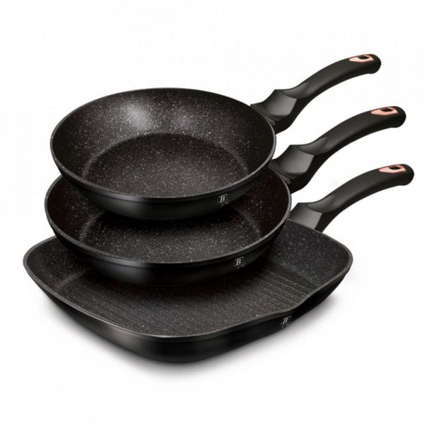 Set tigai marmorate (3 piese) din aluminiu forjat Black Rose Collection Berlinger Haus BH 6156