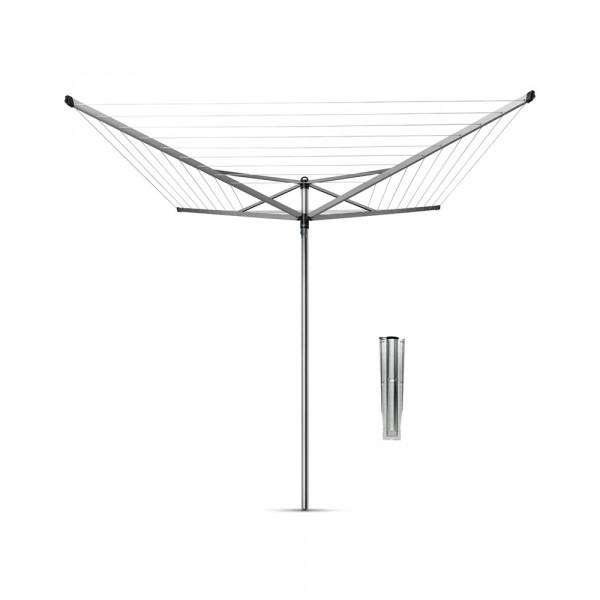 Uscator rufe exterior Brabantia Topspinner 50m, ancora metalica pentru beton, Gri metalic 1003461
