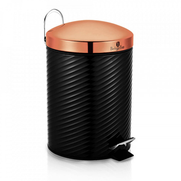 Cos de gunoi cu pedala din otel inoxidabil 3L Black Rose Line Collection Berlinger Haus BH-1729