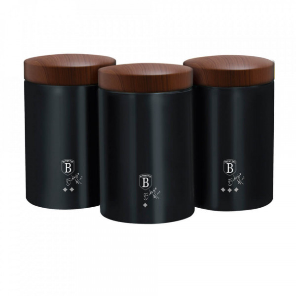 Set 3 recipiente pentru cafea, ceai si zahar Ebony Rosewood Collection Berlinger Haus BH 6454