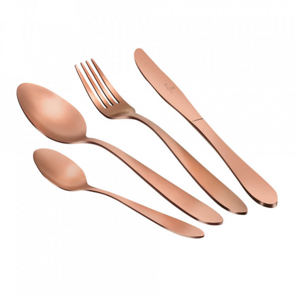 Set Tacamuri 24 piese efect satinat Rose Gold Metallic Collection Berlinger Haus BH 2213