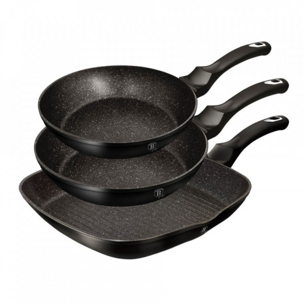 Set tigai marmorate (3 piese) din aluminiu forjat Black Silver Collection Berlinger Haus BH 6157