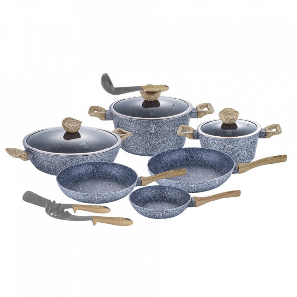 Set oale si tigai marmorate (12 piese) din aluminiu forjat Forest Light Brown Line Berlinger Haus BH 1572