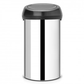 Coș de gunoi Brabantia Touch Bin 60L, Brilliant Steel, capac negru 647253