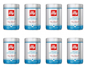 Pachet 8 x Cafea Macinata ILLY Decaffeinated 250g (cutie metalica)