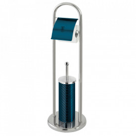 Perie toaleta cu suport pentru hartie Aquamarine Metallic Line BerlingerHaus BH 6546