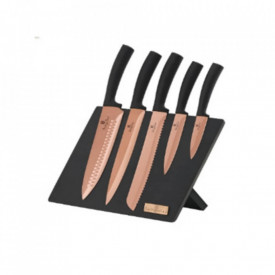 Set cutite otel inoxidabil (6 piese) cu stand magnetic Rose Gold (Cupru) Berlinger Haus BH 2609