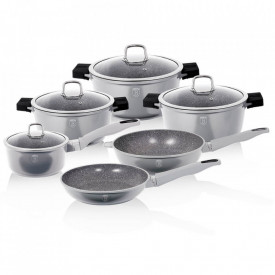 Set oale si tigai marmorate (10 piese) din aluminiu turnat Granit Diamond Line Berlinger Haus BH 1112