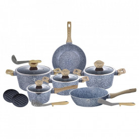 Set oale si tigai marmorate (15 piese) din aluminiu forjat Forest Light Brown Line Berlinger Haus BH 1566