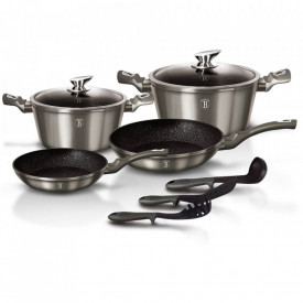 Set oale si tigai marmorate (9 piese) din aluminiu forjat Carbon Metalic Line Berlinger Haus BH 1227N