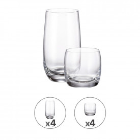 Set pahare pentru aperitiv și alcool Bohemia Royal Party 8 piese 1006741