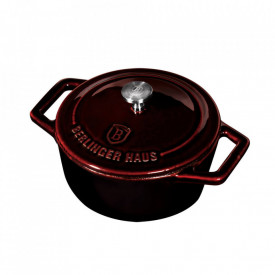 Cratita cu capac 10 cm din fonta emailata Burgundy Metallic Line Berlinger Haus BH 6495