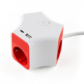 Priza multisocket, 3 prize, +2X porturi USB tip A+C, prelungitor 1006118