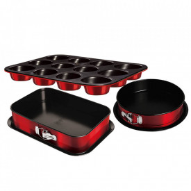 Set 3 tavi pentru cuptor Burgundy Metallic Line BerlingerHaus BH 7635