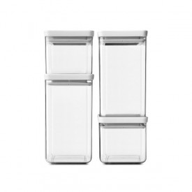 Set borcane Brabantia Tasty+ 4 bucati (2x0,7L si 2x1,6L), Gri deschis 1001159