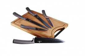 Set cutite otel inoxidabil (6 piese) cu tocator din bambus Carbon Pro Berlinger Haus BH 2567