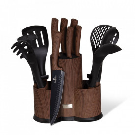 Set cutite si ustensile de bucatarie (12 piese) Ebony Rosewood Collection Berlinger Haus BH 6255